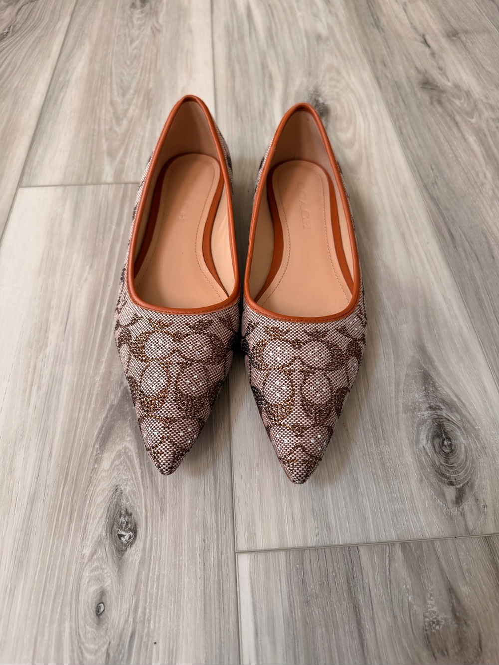 Coach Daphne Crystal Signature Jacquard Flats CW991 Burnished Amber Size 8.5